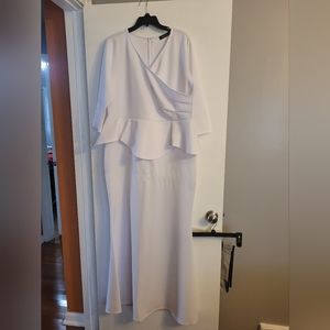 Long white peplum dress